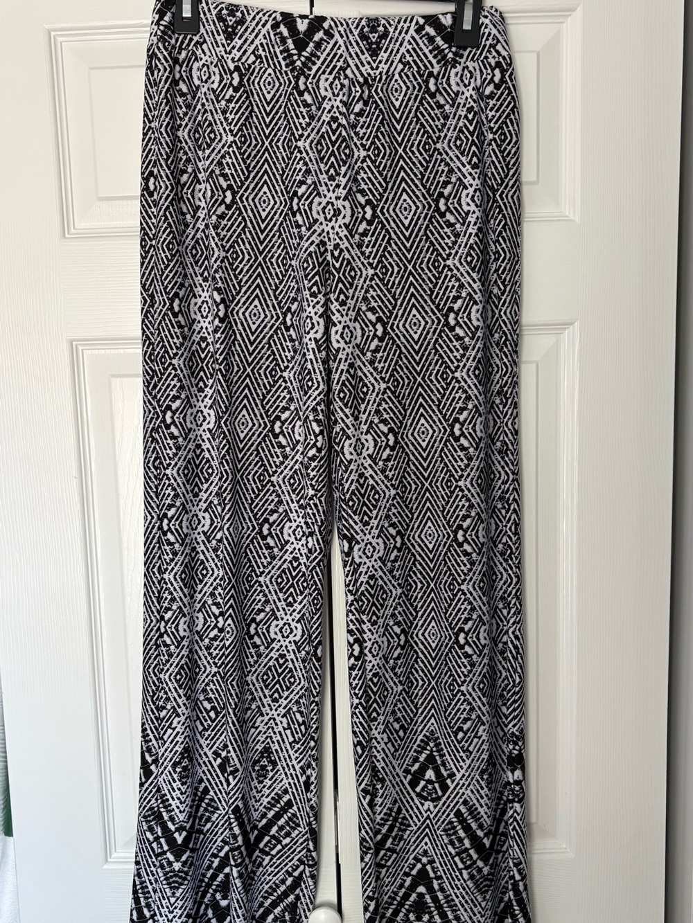 Kim Rogers Black & White Geometric Wide-Leg Pants